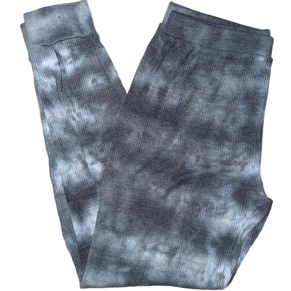 Follow Me Gray Tie-Dye Waffle Knit Joggers Womens Size‎ Medium Lounge Pants